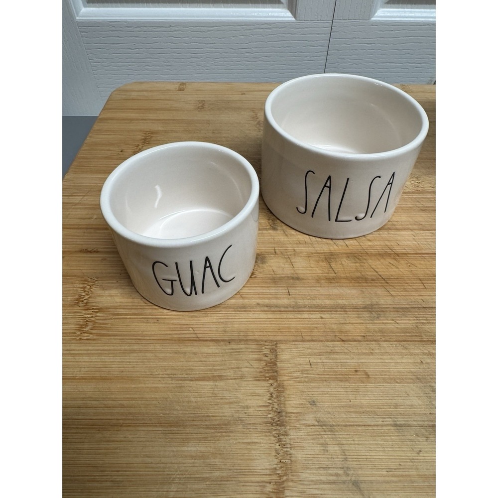 Rae Dunn Artisan Collection Guac and Salsa Dip‎ Bowl Dish Set Of 2 *